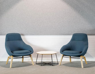 Rounded reception armchairs with headrests