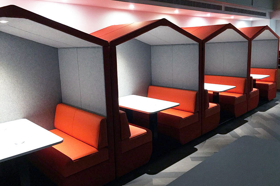 Office dens in a row Office cabins in a row