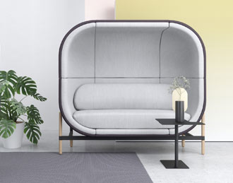 Capsule hooded acoustic 2 seat sofa
