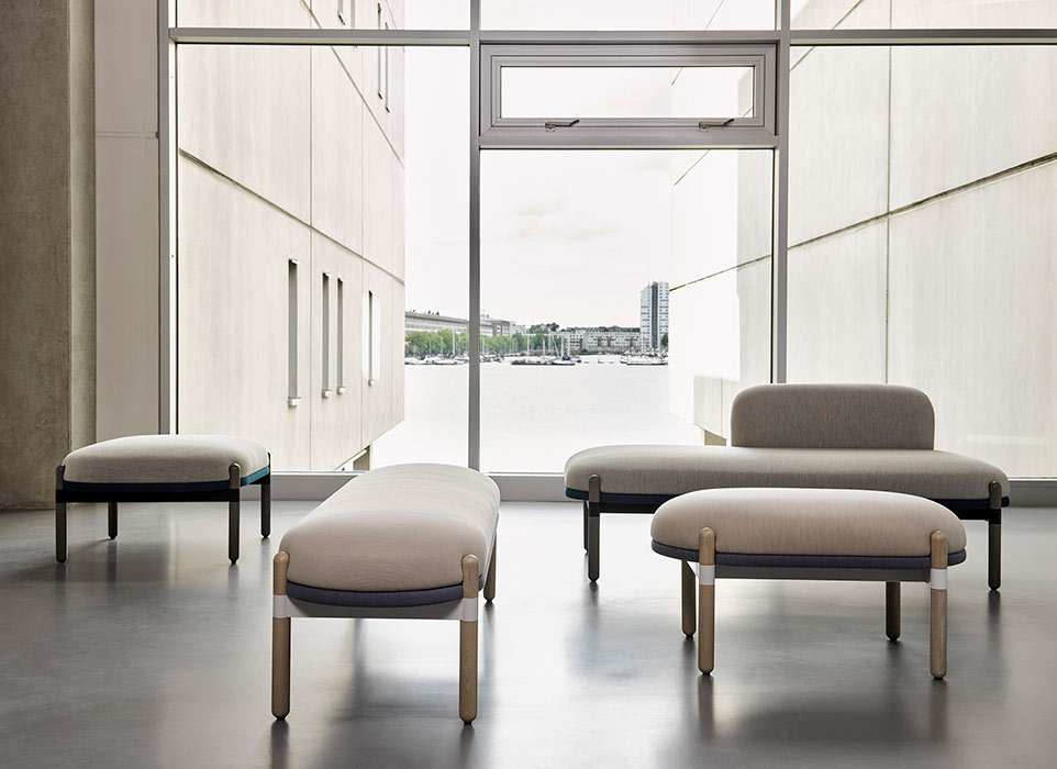 Capsule benches in waiting area