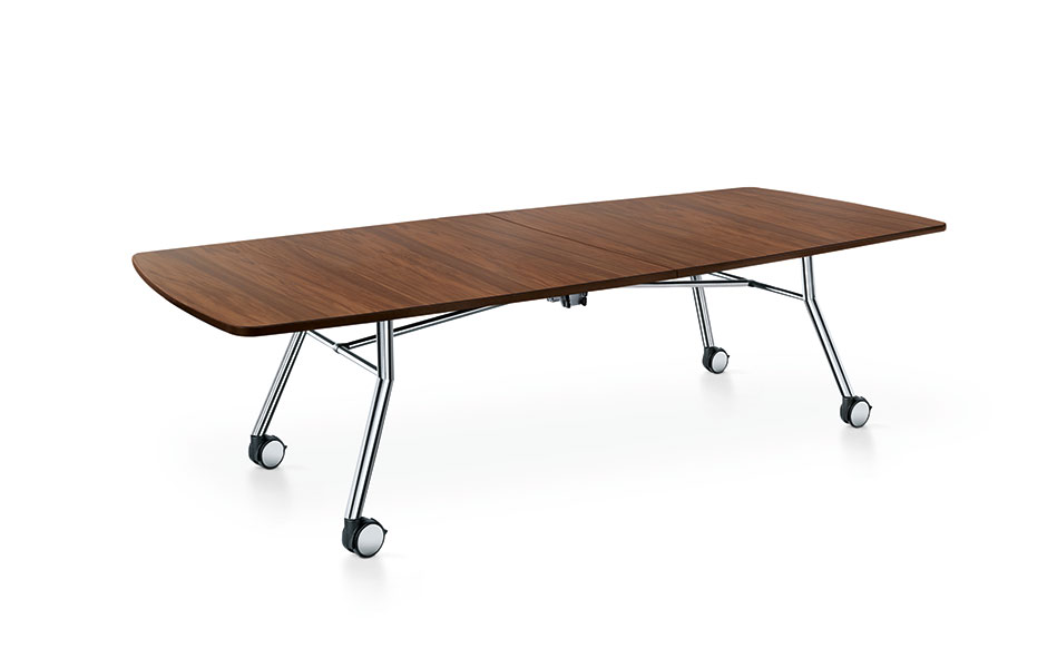 Mastermind Fold Mastermind veneer folding table on castors.