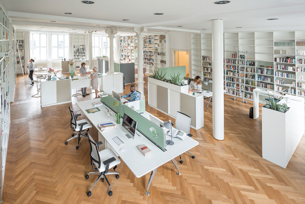 Grand Slam Office storage dividing the office space