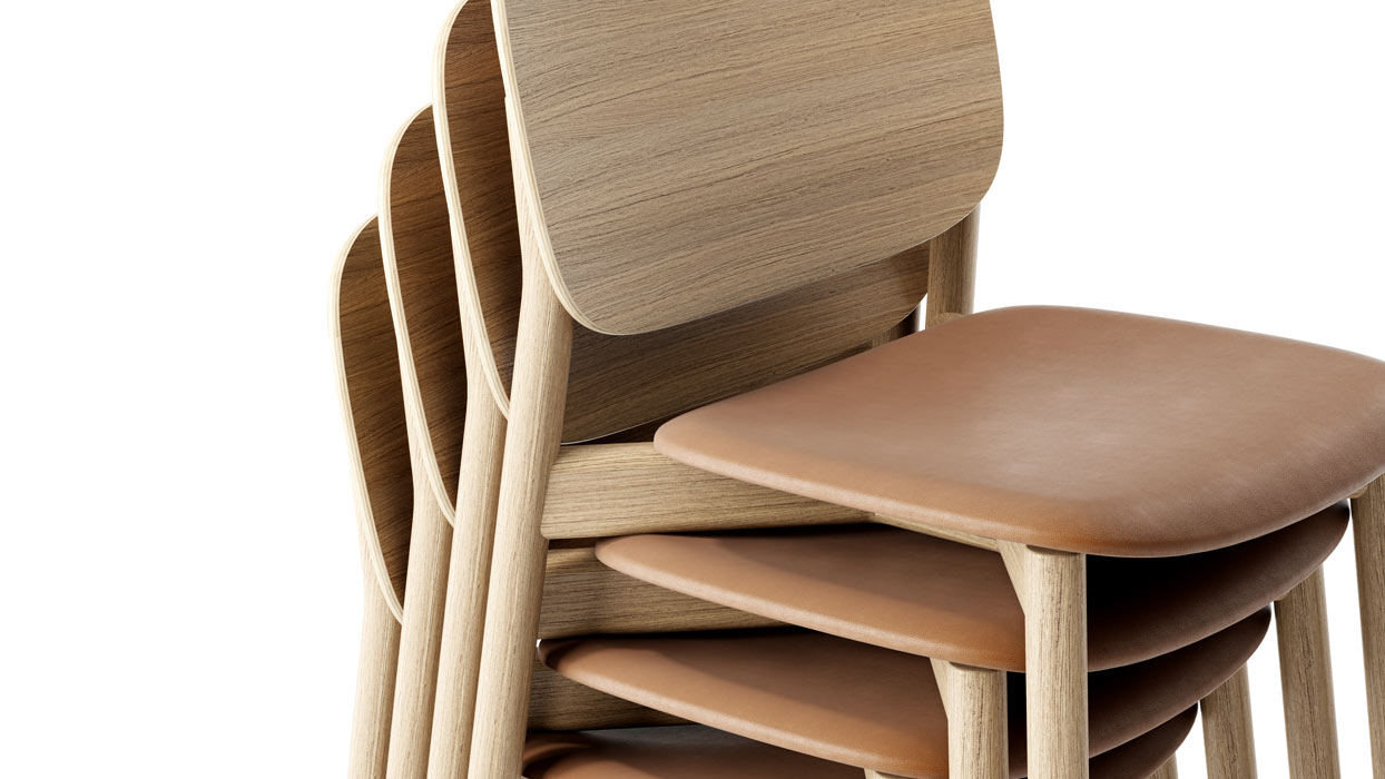 Kitt chair Kitt chairs with seat pads stacked 4 high