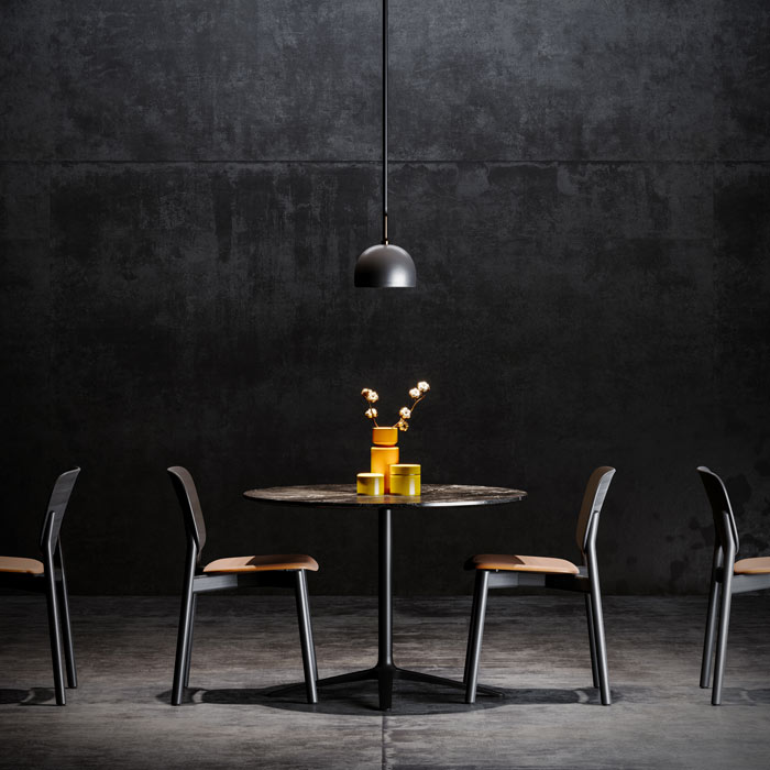 Kitt chair Kitt chairs at a cafe table
