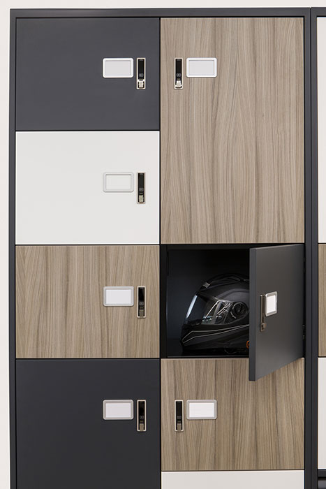 Lodge Locker Locker with motorcycle helmet in