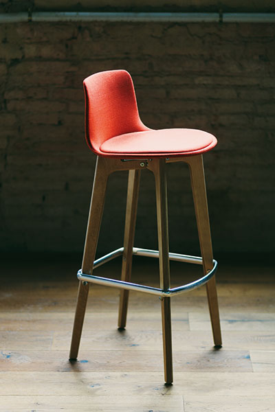 Lottus upholstered Stool Lottus Stool with wood legs and foot ring