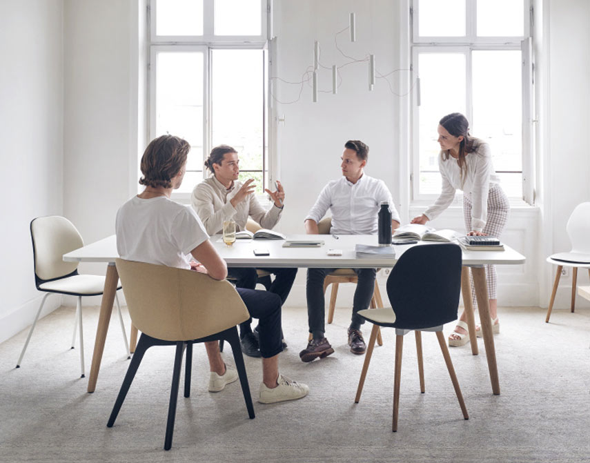 Multipurpose seating Multipurpose chairs around a meeting table
