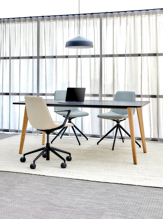 Niko table Niko black stained top meeting table with chairs.
