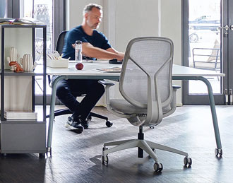 Office chairs at office desks