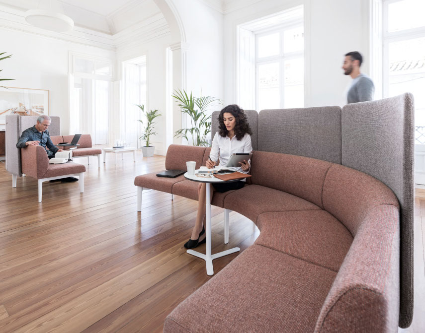 Modular office sofa with table