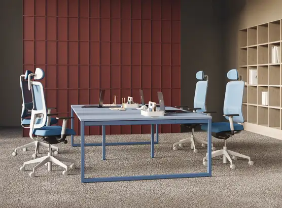 Bench desks in blue