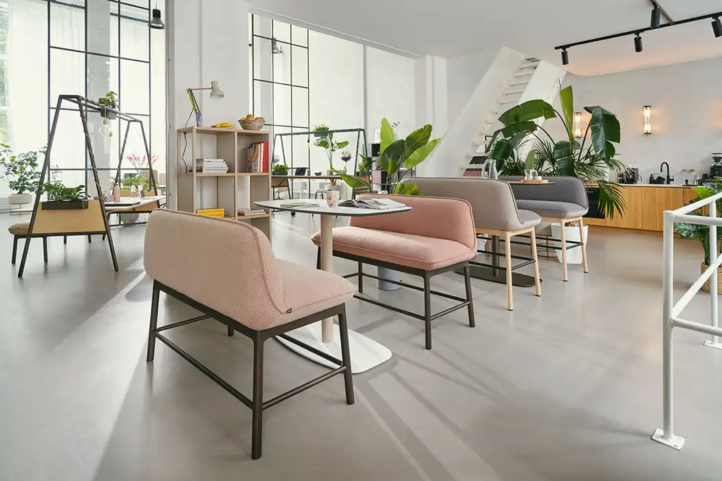 bench seating in work cafe